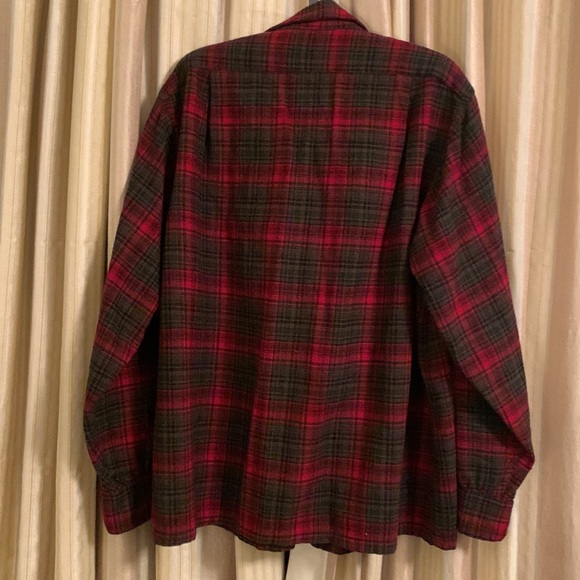 Pendleton true vintage rich red green black plaid wool board shirt L/modern M - Picture 2 of 6